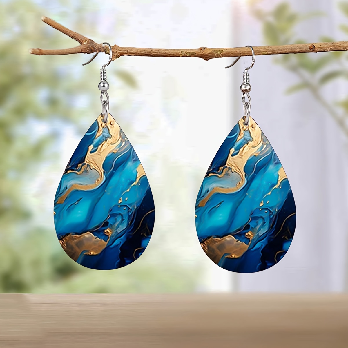 Women's Abstract Pattern Wooden Long Earrings, Gift